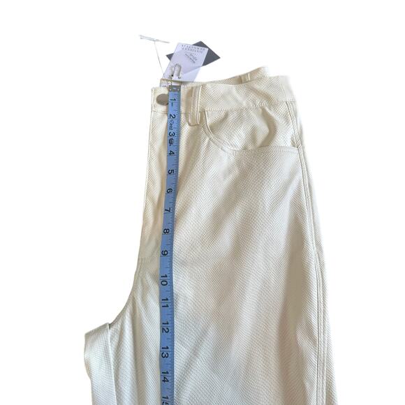 WeWoreWhat Ivory Casual Basic High Waist Croc Ankle Flare Pants Size 28 - Picture 14 of 16